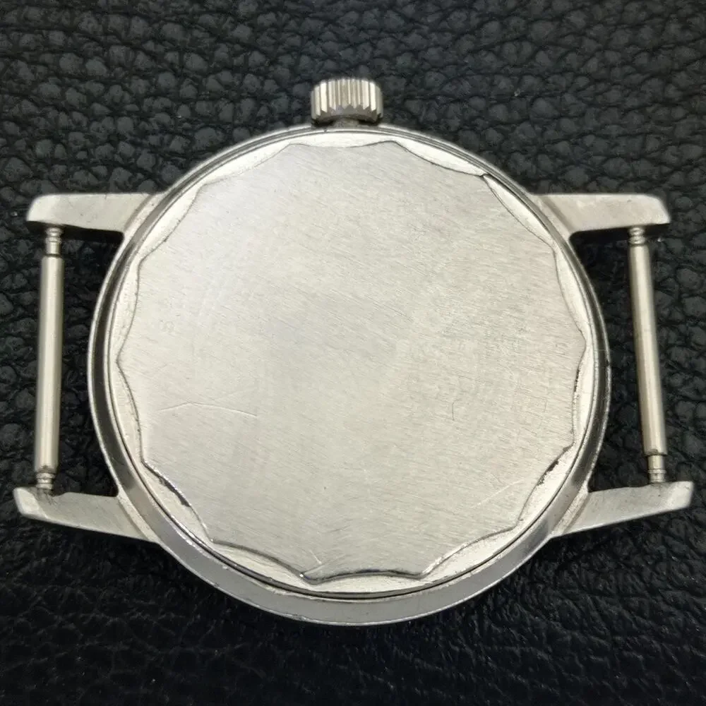 Vintage 1984 Enicar Automatic Mens Silver Watch & Yellow accents